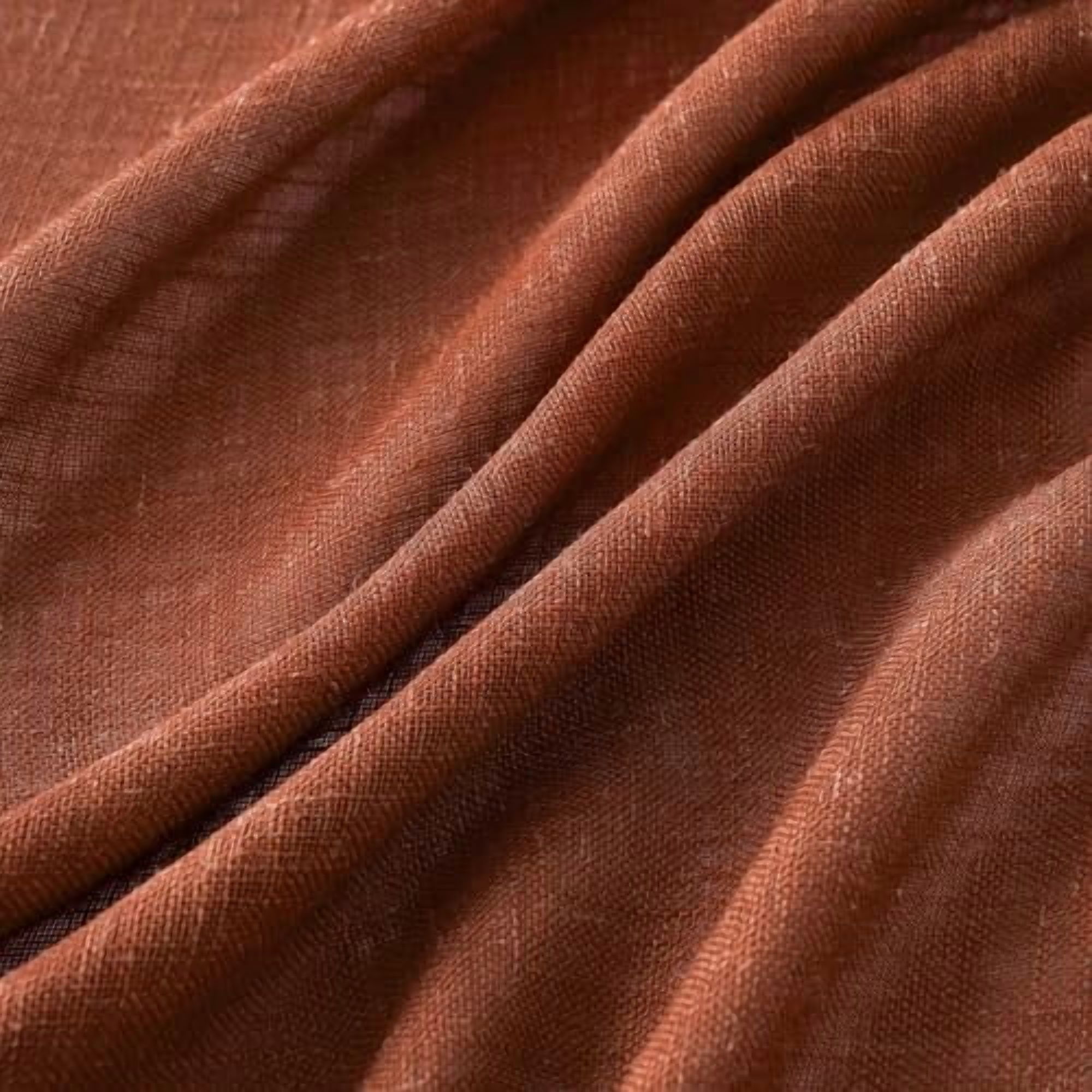 Burnt Orange Linen Curtains 84 Inch Length 2 Panels for Bedroom Living Room, Soft Thick Linen Textured Window Drapes Semi Sheer Light Filtering Back Tab Rod Pocket Burlap Look Fall Decorations