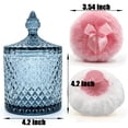 thumbnail image 2 of Luxury 4.2 Inch Glass Powder Container with 2 Plush Puffs｜Non-Sealed Organizer for Body Powder&Makeup｜Setting Loose Powder Applicator with Storage(Pointed Cylinder-Gray Blue-Large, 2 of 13