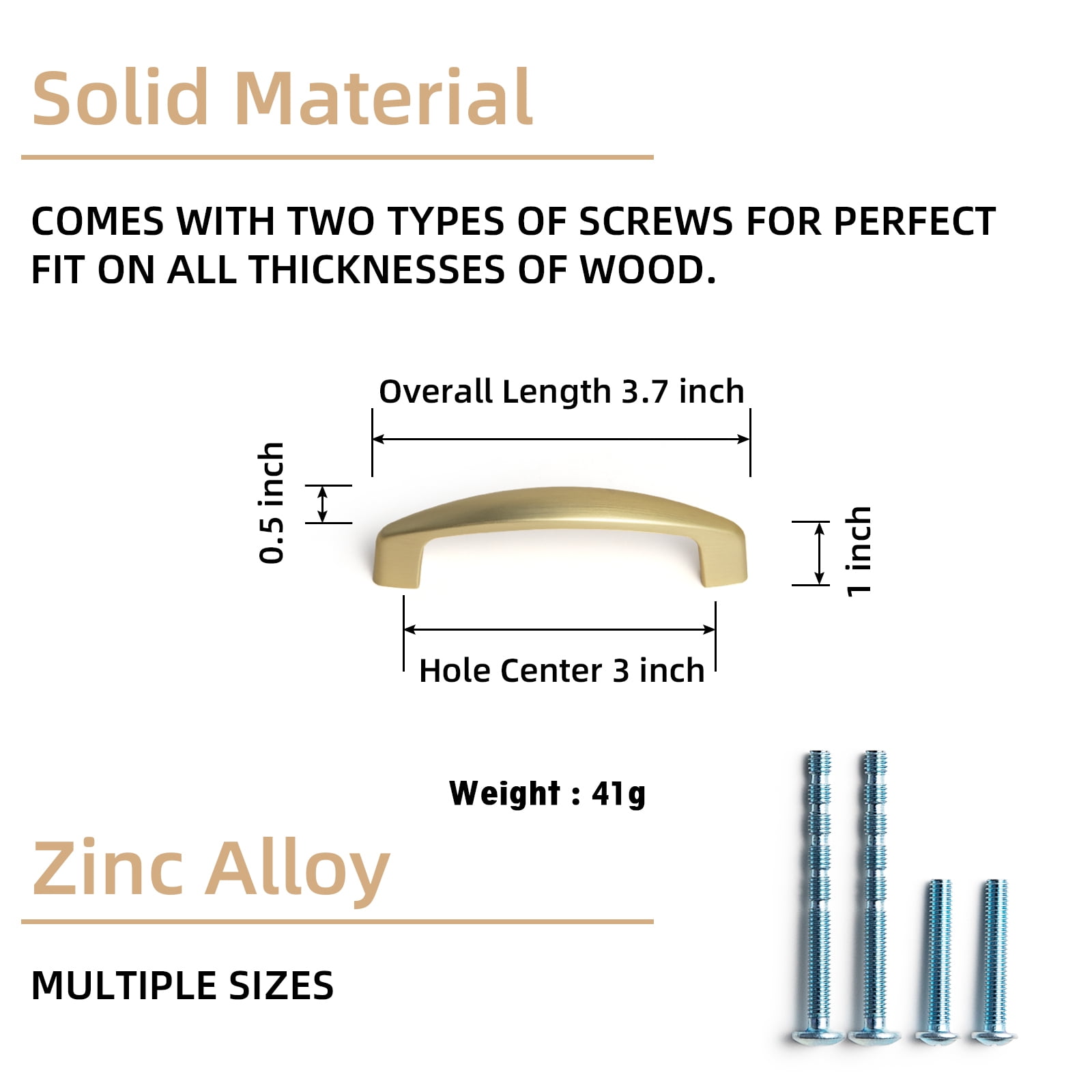 Goo-Ki 24 Pack 3 Inches Center to Center Light Brushed Brass Cabinet Pulls, Zinc Alloy Drawer Cabinet Handles for Bar Cupboard Closet Wardrobe