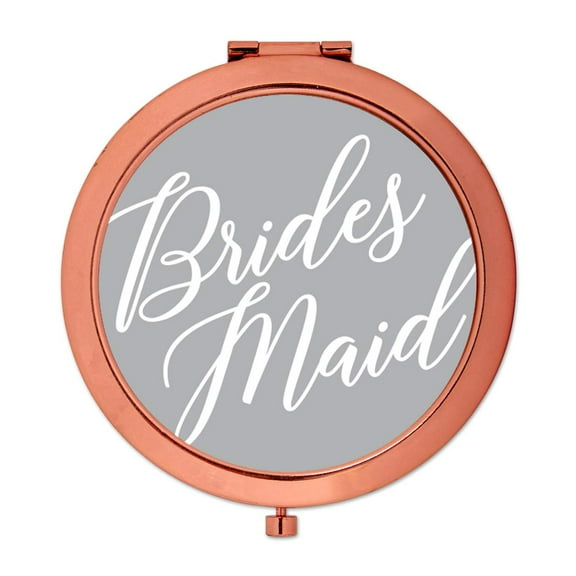Koyal Wholesale Rose Gold Compact Mirror Bridesmaid Wedding Gift, Gray, 1-Pack