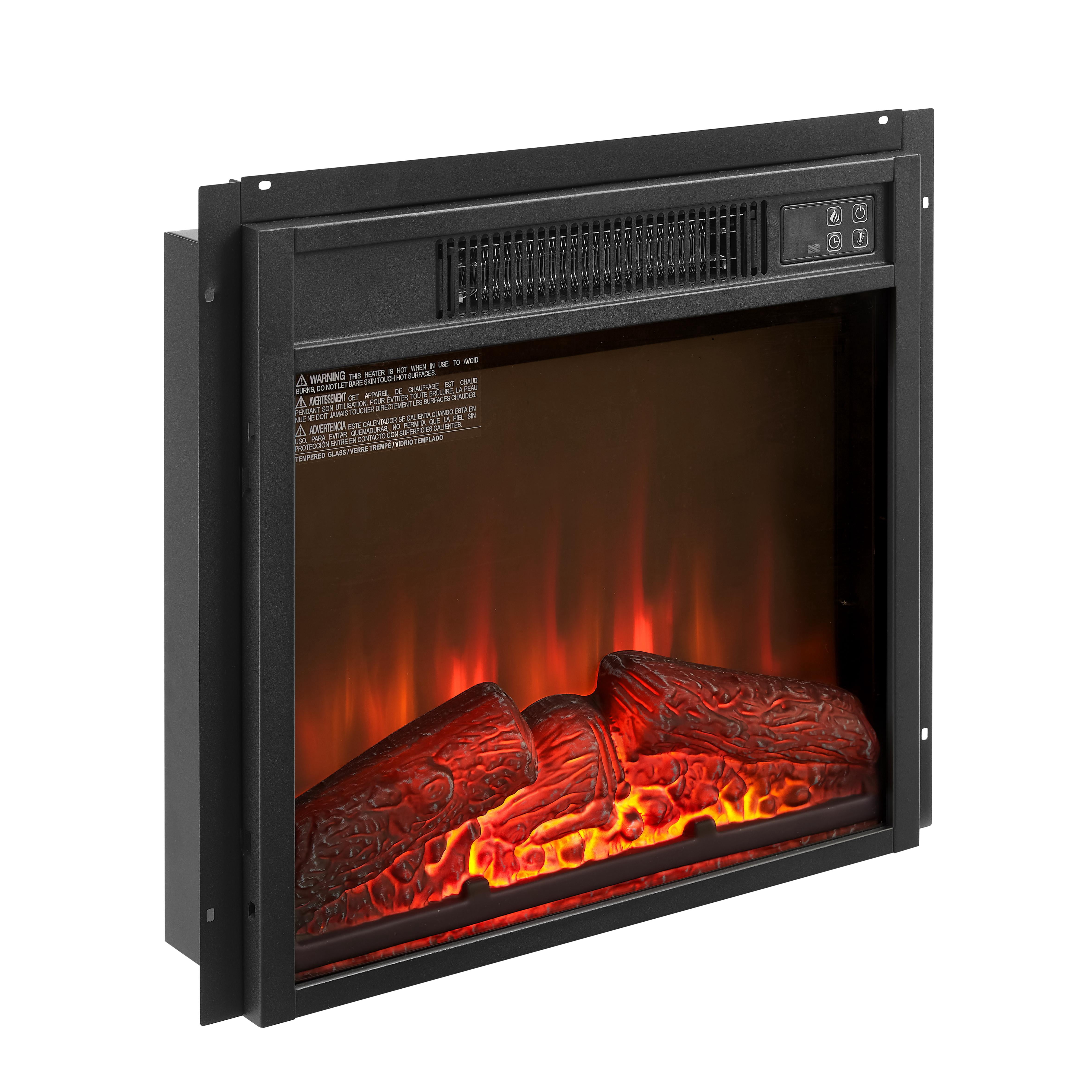 Yoneston 18" Slim Electric Fireplace Insert Heater with Remote Control, LED Fireplace Heater with Adjustable Flame Intensity and Temperature, Black