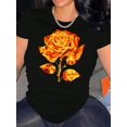 thumbnail image 1 of Camiseta De Mujer Activewear Tops Simples De Verano Para Viajes De MochileroCreative Floral Printed T-Shirt for Women, Casual and Trendy Short Sleeve, Comfortable Summer Top, All Seasons, Knit Fabri, 1 of 7