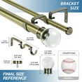 thumbnail image 3 of Urbanest Crystal Ball Manhattan 1" 5/8" Double Drapery Curtain Window Rod Set - 28" to 48", Antique Brass, 3 of 6