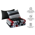 thumbnail image 3 of Mainstays 7-Piece Reversible Bed in a Bag Comforter Set with Sheets, Red and Black Stripe, Queen, 3 of 13