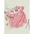 thumbnail image 4 of 4th Of July Baby Girl Outfit Newborn Smocked Bubble Romper Infant USA Flag Bodysuit Top Summer Patriotic Clothes, 4 of 9