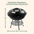 thumbnail image 3 of Cuisinart 14" Portable Charcoal Grill, Tabletop Outdoor Small Grill with Locking Lid and Dual Vents, Chrome Plated Travel Size BBQ Perfect for Camping, Tailgates, Cookouts, Black, 3 of 8