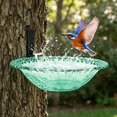 thumbnail image 5 of Wall Mount Transparent Plastic Hummingbird Bath Bowl, Outdoor Tree Mounted Bird Water Feeder with Embossed Floral Pattern for Garden Patio(Purple), 5 of 5