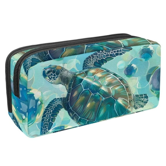 MUOOUM Pencil Case, Sea Turtle Bubble Pattern Large Capacity Pencil Pouch Stationery Pen Bag