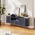 thumbnail image 3 of OKD 70" Modern Fluted TV Stand for TVs up to 80", Mid-Century Wooden Entertainment Center for Living Room - Dark Blue, 3 of 8