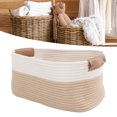 thumbnail image 1 of Cotton Rope Basket Woven Large Capacity Bedroom Multifunction Rope Woven Blanket Basket With Handle For Laundry Toy Organizing Desktop Cosmetic Storage Box, 1 of 8