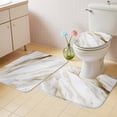 thumbnail image 4 of White Gold Marble Bathroom Rugs Set Abstract Cracked Stone Texture Impressionist Non Slip Absorbent Soft Bath Mats 3 Piece Set with Bathroom Rug, U-Shaped Floor Mat, Toilet Seat Cover Small Size, 4 of 9