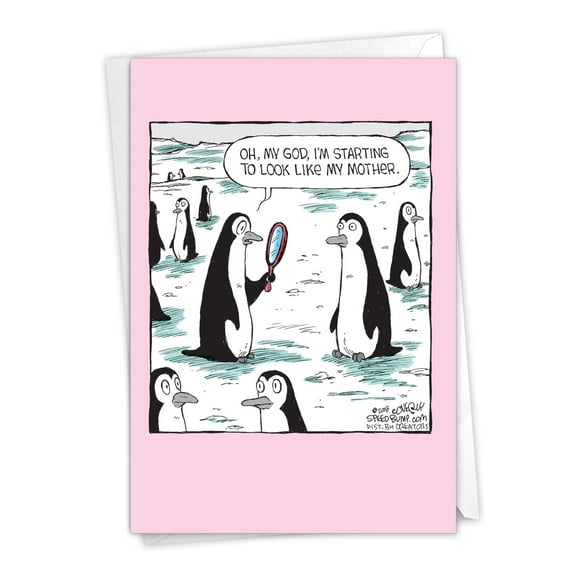 1 Funny Mother's Day Card with Envelope - Penguin Daughter C6793MDG