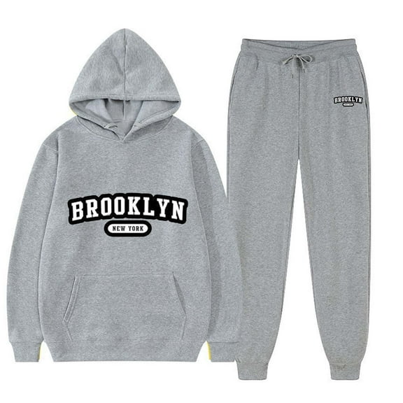 adviicd Men Tracksuit Hoodie with Sweatpant Fashion Sweatsuit Print Long Sleeve Tracksuits (GY2,M)