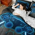 thumbnail image 4 of Manfei Teens Adults Honeycomb Gamer Bedding Comforter Set 7pcs,Video Game Queen Bedding Sets Super Cozy,Geometric Hexagon Queen Sheet Sets,Super Cozy Room Decor,Reversible, 4 of 8