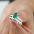 thumbnail image 3 of Rosec Jewels Certified Lab Grown Emerald Bridal Ring Set for Women - Oval Engagement Ring with Wedding Band - AAAA Quality, 18K White Gold, US 6.50, 3 of 8