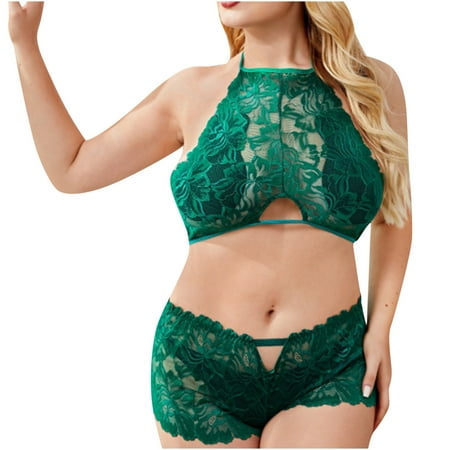 

Women Sexy Eyelash Lace bodysuit Embroidery Lingerie Bra+Briefs Naughty Lace Bodysuit Multiway Convertible Straps Halter Bra Lace Scallop Trim Lingerie Set Cuerpo Esculpir Tentación Pijamas