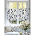 thumbnail image 5 of Navy Blue Botanical Semi Sheer Curtains 45 Inch Length 2 Panels Set, Pastoral Spring Leaves Watercolor Sheer Kitchen Curtain Privacy Voile Window Curtain for Living Room Bedroom Rod Pocket Drapes, 5 of 7