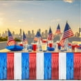 thumbnail image 4 of Table Settings for Dining Table decor, Red White and Blue decorations, White Party decorations, Blue Party decorations, 2 Pc Metallic Fringe Skirt, 4Th of July, indoor Home Events, 4 of 5
