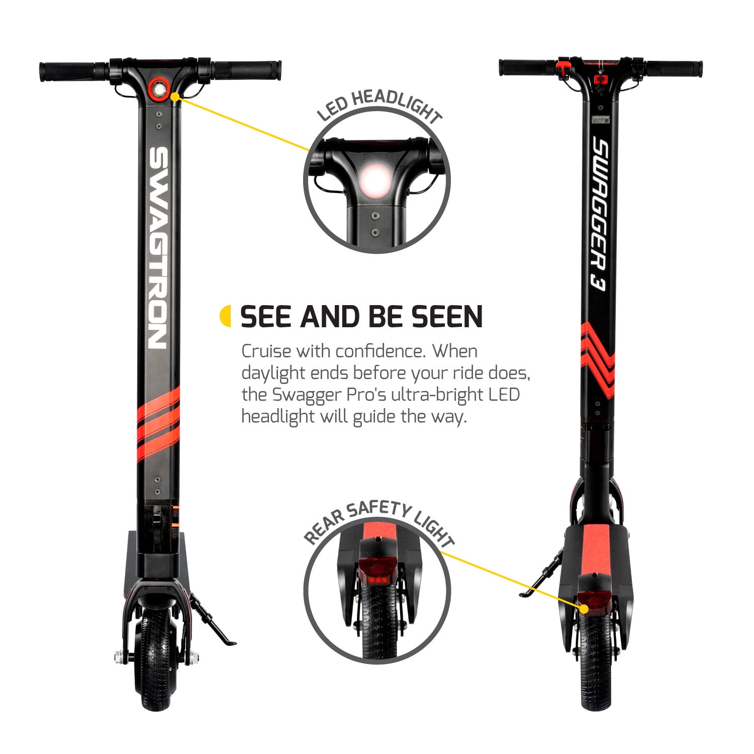 Swagger Pro Foldable Electric Scooter w Cruise Control 14.2 Mile Range Rear Suspension and 15.5 mph Max Speed SG 3 Walmart