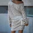 thumbnail image 5 of Cocktail Dresses for Women Sparkly Sequin Long Sleeve Off Shoulder Bodycon Mini Dress Night Club Dress, 5 of 5