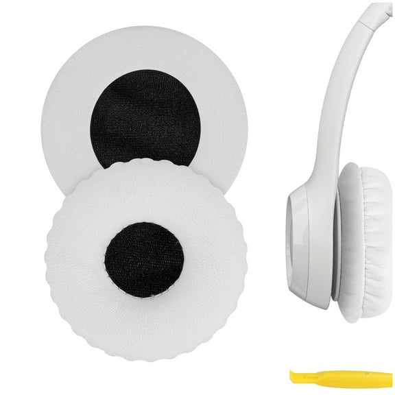Geekria QuickFit Replacement Ear Pads for Logitech H390, H600, H609, H760 Headphones Ear Cushions, Repair Parts (White)