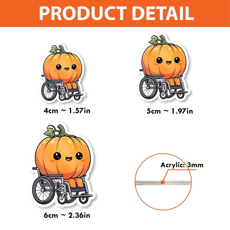 TiniDecor Cute Pumpkin Wheelchair Badge Reel, Retractable ID Holder, Fall Nurse Gift