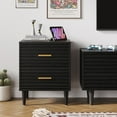 thumbnail image 2 of Black Night Stand Set of 2, Bedside Table, Nightstands with Drawer Storage Bed Side Table End Table Large Modern Wood Wide Bedside Stand Mid Century Night Stands for Bedroom Living Room Sofa Couch, 2 of 11