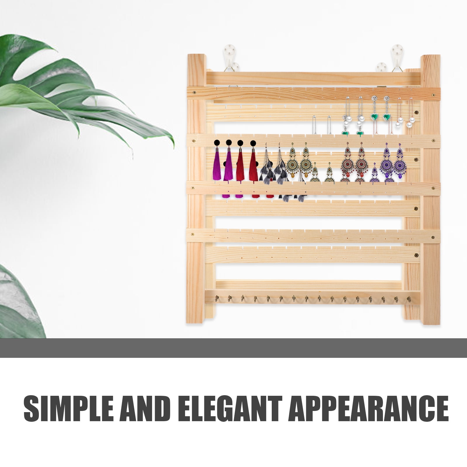 Wall Hanging Earring Organizer 1 Set Wooden Jewelry Display Rack for Ear Studs Holder