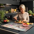 thumbnail image 3 of Renewold Ceramic Glass Stove Top Cover Stove Mat Stove Burner Cover Multipurpose Rubber Desk Saver Pad Washer Dryer Top Cover Range Cover for Counter Top, Hummingbird Floral, 3 of 7