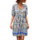 thumbnail image 1 of SAYOO - Vestido de manga corta con volantes para mujer, estampado de flores a la moda, cuello en V, cintura alta, vestido acampanado SAYOO  Moda, 1 of 7
