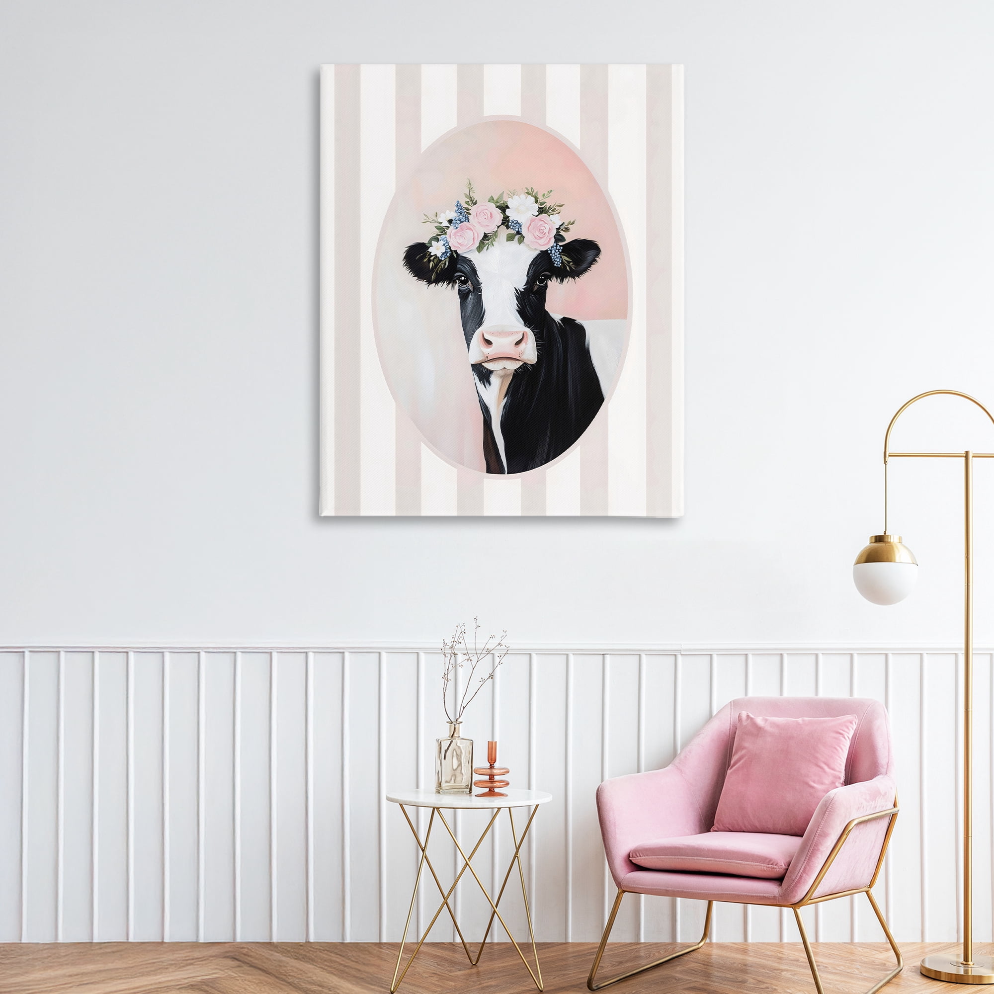 Stupell Industries Soft Cow with Floral Crown Canvas Wall Art, design by Arlington Prints