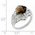 thumbnail image 2 of Sterling Silver Rhodium Checker-Cut Smoky Quartz & Diamond Ring, 2 of 2