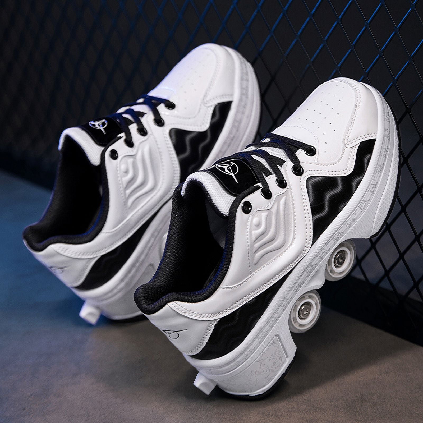 Roller Skates for Women Men, Shoes with Wheels for Girls, Kick Rollers Shoes Retractable for Boys, Adult Parkour Quad Roller Shoes, Inline Skates Children's Outdoor Skates