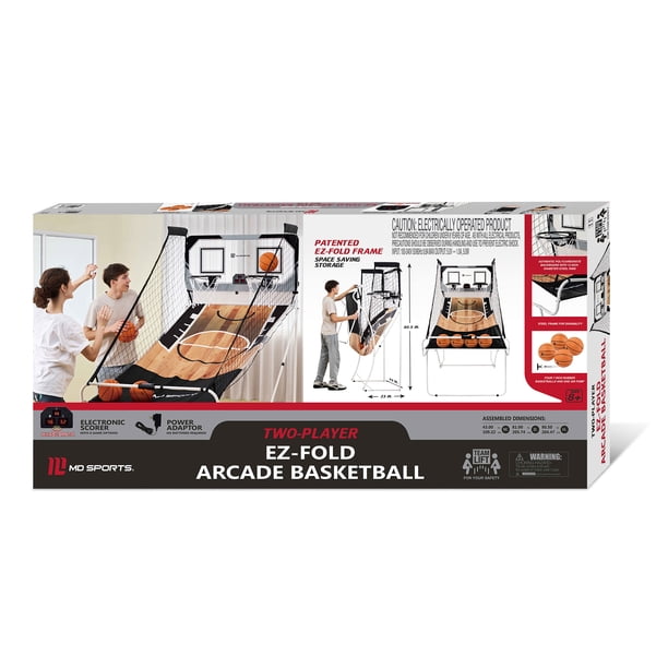 MD SPORTS バスケットボールシュートゲーム 2-Player EZ-Fold Arcade Basketball Game, Powered by Adapter, by MD