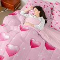 thumbnail image 4 of jejeloiu Cute Loves Pattern 7-Piece Twin Bedding Sets,Happy Valentine's Day Bedding Comforter Set For Girls Women Reversible, 4 of 8