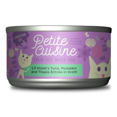 Petite Cuisine L'il Violet's Tuna, Pumpkin and Tilapia Wet Cat Food, 2.8-oz can, Case of (Best Food For Tilapia)