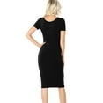 thumbnail image 2 of Womens Short Sleeve Bodycon Fitted Knee Length Midi Dress, 2 of 6