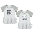 thumbnail image 1 of Pack of 2, Best Dad Ever & I Am Proof That My Dad Doesn't Always Play Video Games Funny Dresses, Newborn Baby's Skirts, Infant Princess Dress, Toddler Frocks (Gray Raglan Dresses, 6-12 Months), 1 of 5
