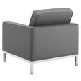 thumbnail image 6 of Tufted Armchair and Loveseat Sofa Set, Faux Leather, Silver Grey Gray, Modern Contemporary Urban Design, Living Lounge Room Hotel Lobby Hospitality, 6 of 6