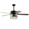 thumbnail image 2 of JONATHAN Y Asher 52" 3-Light Industrial Metal/Wood LED Ceiling Fan With Remote, Forged Black, 2 of 9