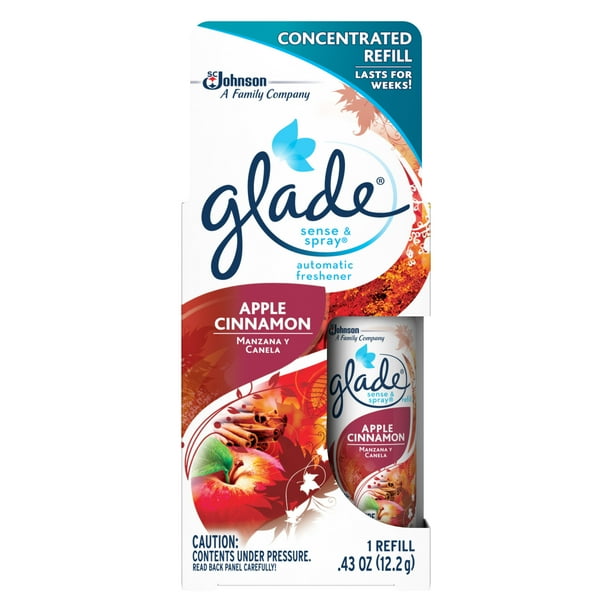 Glade Sense & Spray Automatic Air Freshener Apple Cinnamon Refill, 0.43