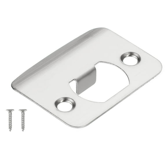 Uxcell Door Strike Plate, Round Corner Extended Lip Strike Plate Universal Security Latch Strike Silver