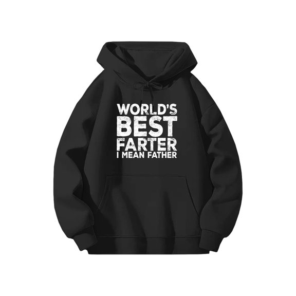 Men's Humorous Father's Day Graphic Hoodie, Funny Polyester Pullover Sweatshirt S