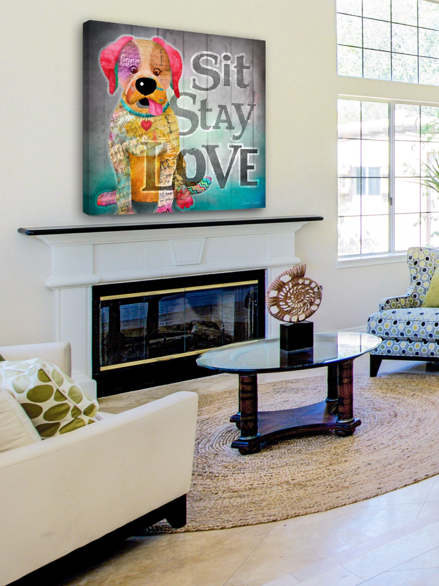 "Sit Stay Love" Painting Print on Wrapped Canvas