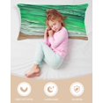 thumbnail image 4 of Green Coastal Beach Pillow Cases Cal King Size, Smooth Satin Pillowcase for Hair and Skin, Summer Nautical Oil Painting Decorative Cooling Bed Pillow Covers with Zipper, 20x40 Inches, 4 of 5