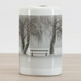 thumbnail image 2 of Tree Ceramic Toothbrush Holder, Bench in the Snow Between Trees Winter Theme Picture Snowflakes Christmas Season Art, Versatile Countertop for Bathroom, 4.5" X 2.7", White Brown, by Ambesonne, 2 of 4