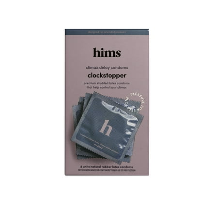 Hims Clockstopper Climax Delay Natural Rubber Latex Condoms, 8 Pack