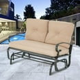 thumbnail image 2 of SUNCROWN Outdoor Swing Glider Chair, Patio 2 Seats Loveseat Rocking Chair with Cushions, Steel Frame Furniture - Brown, 2 of 14