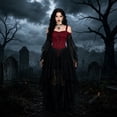 thumbnail image 3 of Women's Gothic Style Long Sleeve Dress Slim Fit Stage Performance For Evening Party Cosplay Attire, 3 of 6