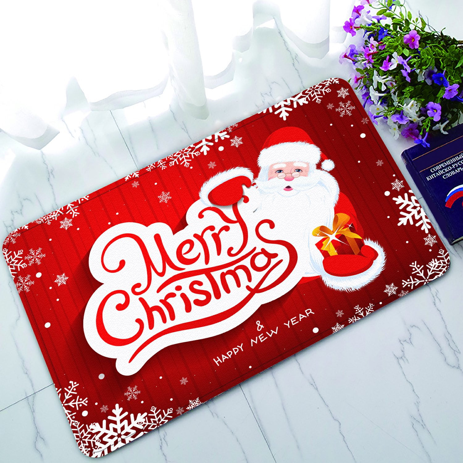 PHFZK Festival Doormat, Winter Holiday Merry Christmas Santa Claus